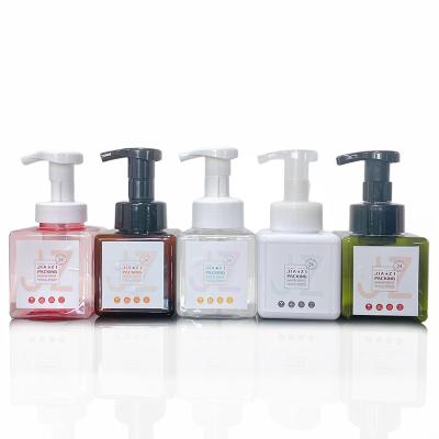 China Cosmetic PETG 250ml 450ml 650ml Square Foaming Face Wash Liquid Hand Soap Dispensers Pink Clear Foamer Foam Pump Bottles for sale