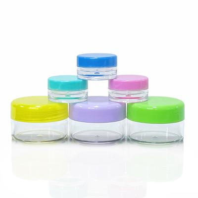 China Mini Travel Size Clear Cosmetic Jar Lotion Cosmetic Plastic Cream Jar Container For Eyeshadow Brow Powder Lipstick for sale