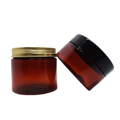 China 8oz 12oz Cosmetic Plastic Jar Mask Cream Jar Hair Gel Amber Bottle Cosmetic Cream Jar With Screw Aluminum Plastic Cap for sale