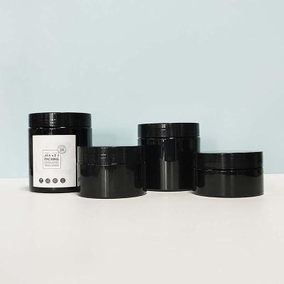 China Amber Black 8oz 200ml 300ml 500ml Cosmetic Jars 50g Frost Clear Jar With Lid White PET Plastic Cosmetic Cream Jar for sale