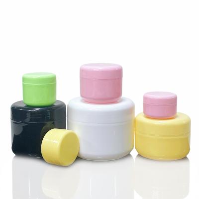 China 10g 20g 30g 50g 100g 150g 200g 250g Cosmetic Jars Yellow Green White Pink PP Plastic Empty Cosmetic Jars Lip Scrub Container for sale