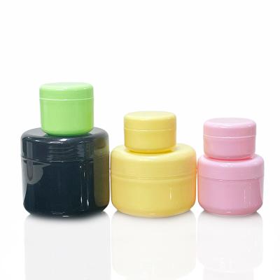 China Cosmetic Products 10ml 20ml 50ml Small Colorful Plastic Cream Jar Cosmetic Container Pink With Lid for sale