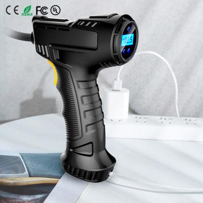 China 12V Emergency Light Aerosol Car Tire Inflator Rechargeable Electric Pump Gun/Nitrogen Auto Mini Cordless for sale