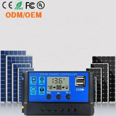 China Solar Charge Controller 30A Charger 60A Inverter Tracker 12V/24V For Solar Power Panel Water Heater PWM/MPPT Charger Controller for sale