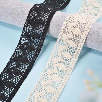 China Black Cotton Embroidery Wedding Bridal Lace Fabric 5cm Width for sale