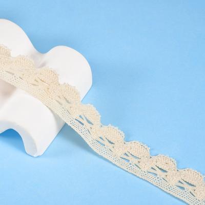 China Soft 100% Cotton Lace Trim Sustainable Crocheted Embroidery Lace for sale