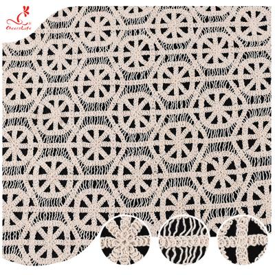 China New Design Manufacture Soft Hand Feel 100% Cotton Lace Fabric Geometric Crochet Embroidery Lace for sale