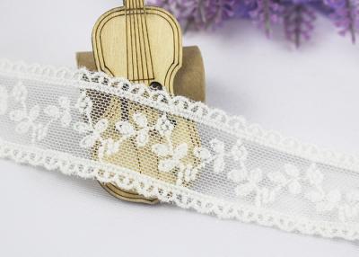 China Scalloped Floral Embroidery Cotton Nylon Lace Trim For Ivory Lace Wedding Dress for sale