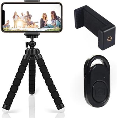 China Flexible Wireless Portable Mini Blue Tooth Sponge Tripod Folding Remote Tripod Shutter for sale