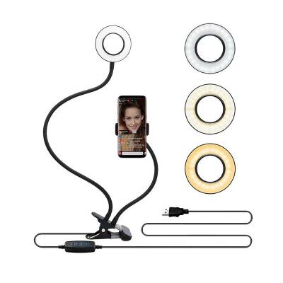 China 4inch 6inch Digital Camera Beauty Ringlight Bracket Desk Lamp Current LED Lazy Selfie Ring Light With Flexible Movable Stand for sale