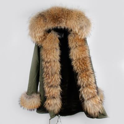 China Viable factory direct wholesale winter coat raccoon fur parka coat with real fur for sale