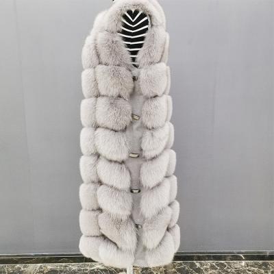 China Factory Direct Wholesale Viable Women's Fur Vest Faux Fur Hooded Vest Gray for sale