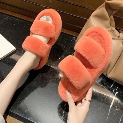 China Factory direct fashion trend fashion fur slides warm indoor slippers white faux fur slippers for sale