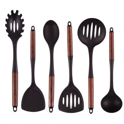 China Viable Kitchen Accessories Stainless Steel Kitchenware 7pcs Black Nylon Utensil Utensil for sale