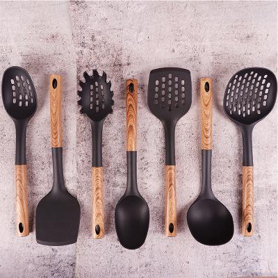 China Sustainable Wholesale Low Price High Quality Nylon 7 Pcs Classic Black Eco - Friendly Cooking Tools for sale