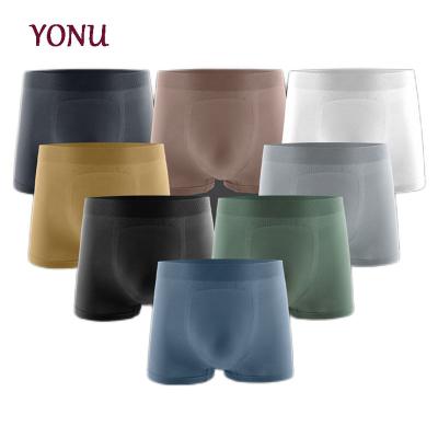 China Good Quality Breathable Seamless One Piece Spandex/Solid Color Underwear Boxer Briefs 8 Colors One Size Nylon Soft Men's Shorts for sale