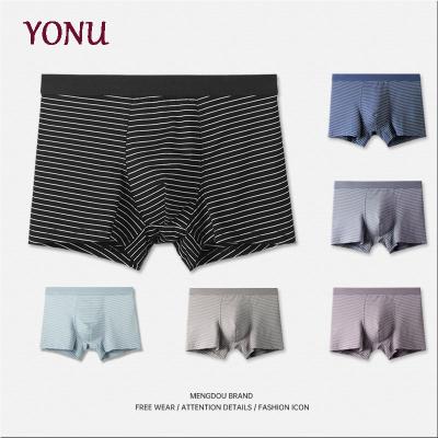 China Manufacturers Breathable Soft And Comfortable Modal Underwear Mid Waist Striped Print L-3XL Plus Size Mens Boxer Briefs Shorts for sale