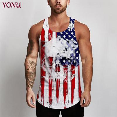 China QUICK DRY makers spring loose men's sports tank top Independence Day printed casual tank top for sale