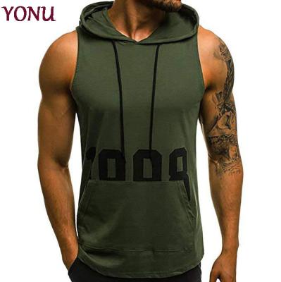 China Breathable manufacturers wholesale summer European and American sports invest men's fitness sports hooded vest for sale