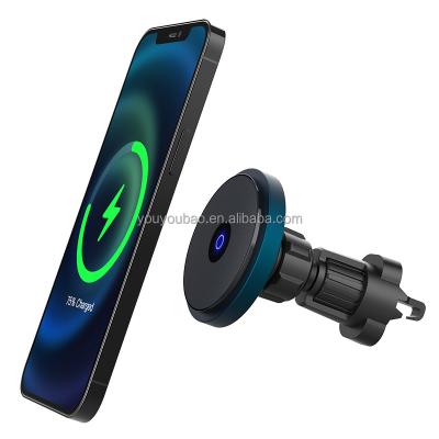 China Magnetic Mount Qi 15W Car Wireless Charger Car Charger Mount Only Designed for 12/12 pro max/12 mini/12 pro max for sale