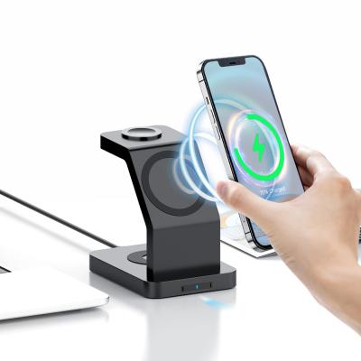 China 12series Mobile Phone Watch Desktop Stand 3 in 1 Wireless Charging Station for sale