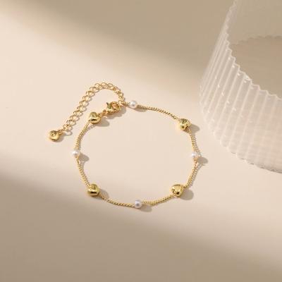 China Popular High-end Heart Shape Pearl Bead Bracelets Elegant Women's Jewelry Factory Direct Sales High Quality for sale