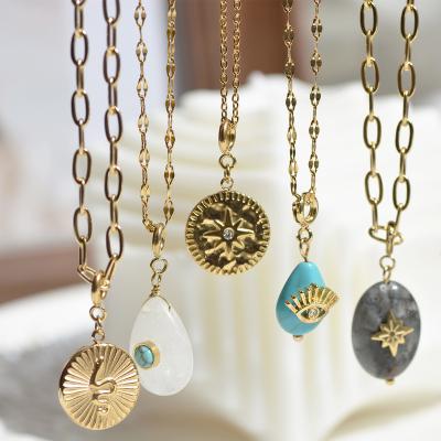 China 2022 NEW Spring FASHIONABLE Summer Style Natural Stone Colored Pendant Necklace Charms Removed for sale