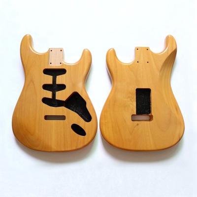 China factory direct sale wholesale 2 piece alder wood 2 piece alder st electric guitar body in nature color aged nitro finished for sale