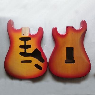 China 2 Piece Alder Custom Color Flamed Maple Cherry Top Burst 2 Piece Alder St Style Guitar Body for sale