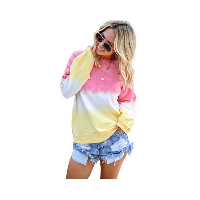 China NEW Breathable Spring O-neck Gradient Color Cotton Printing Long Sleeve T-Shirt Blouses Autumn Women Casual Blouses Plus Size for sale