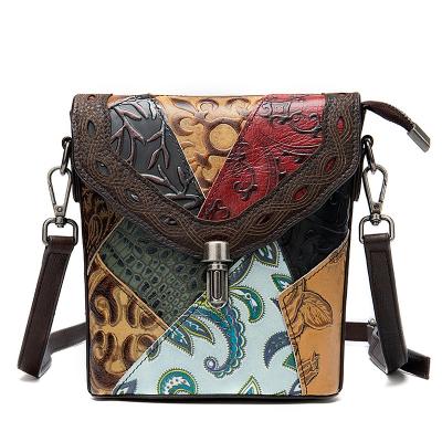 China Waterproof 2023 customized ethnic style ladies crossbody clash color shoulder crossbody bag, designed for small projects for sale