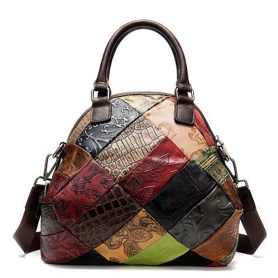 China Waterproof 2023 customized ethnic country style ladies collision splicing handbag, unique splicing style, crossbody bag for sale