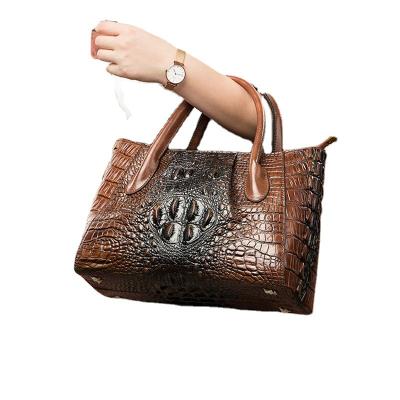 China Waterproof High quality ladies handbag leather retro crocodile shoulder crossbody bag large capacity tote bag for sale