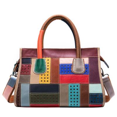 China Waterproof Vintage ethnic country style ladies misses collision splicing handbag, unique splicing style for sale