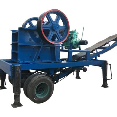 China 400*600 stone crushing mobile crushing plant, mobile jaw crusher with discharging conveyor for sale