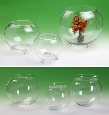 China Sustainable High Quality Desktop Mini / Large Multi Shaped Clear Glass Fish Bowl for sale