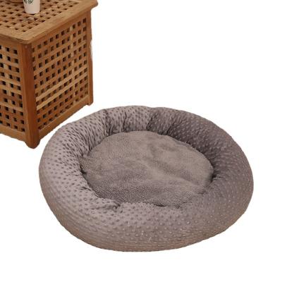 China New Viable Style Dots Design Puffy Soft Cats Dogs Bed Custom Round Pet Bed For Home for sale