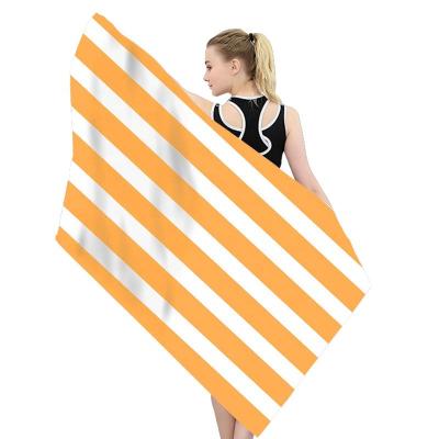 China Viable Quick Dry Lightweight Suede Microfiber Customized Beach Towel Suede Microfiber Striped Pattern Classic Sand Free Beach Towel for sale