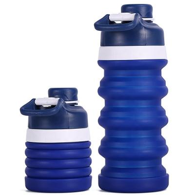 China A Bpa Sustainable Travel Collapsible Free Silicone Drinking Collapsible Sports Water Bottle With Custom Logo for sale