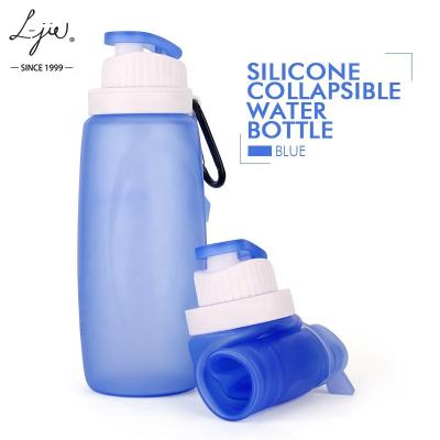 China A Bpa Sustainable Travel Collapsible Free Silicone Drinking Collapsible Sports Water Bottle With Custom Logo for sale