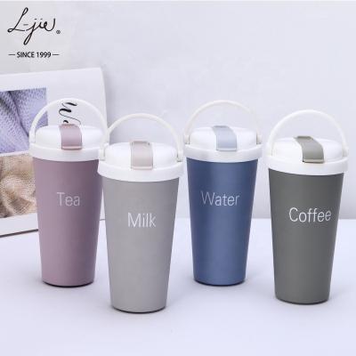 China 500ml Sustainable Free Wall BPA Stainless Steel Cute Portable Sport Water Bottle With Straw for sale