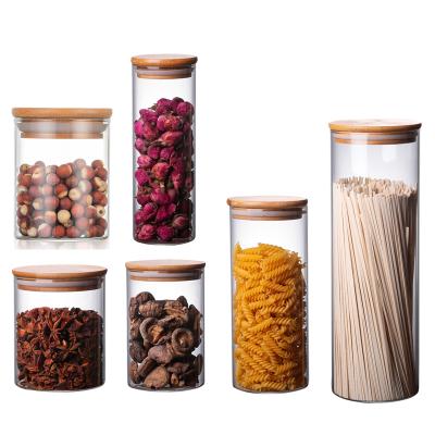 China Freshness Preserving Storage Bottles & Jars Bamboo Spice Jars Glass-Spice-Airtight Food Storage Container Jars for sale