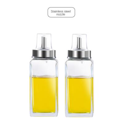 China Sustainable 320ml Square Glass Oil Box Kitchen Utensils Leak Proof Bottle Vinegar Bottle for sale