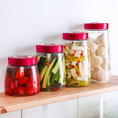 China Freshness Preservation 1000ml Bottle Seal Jar Bubble Household Pickles Storage Jar Pickle Jar Enzyme Glass Barrels for sale