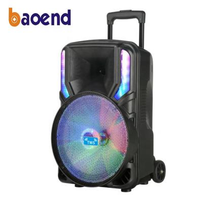 China Yes 15 Inch Subwoofer Trolley Speaker Quality 60W High Power Wireless Karaoke Outdoor Speaker With MIC And Blue Tooth For Party for sale