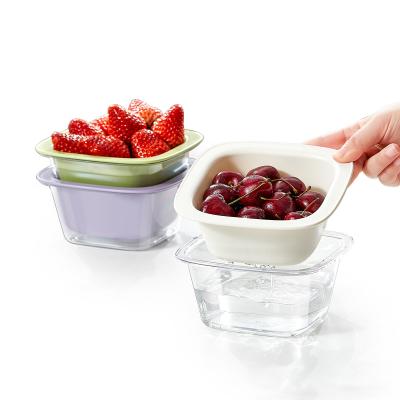 China Double Layers Kitchen Fruit Washing Bowl Mini Plastic Drain Basket for sale