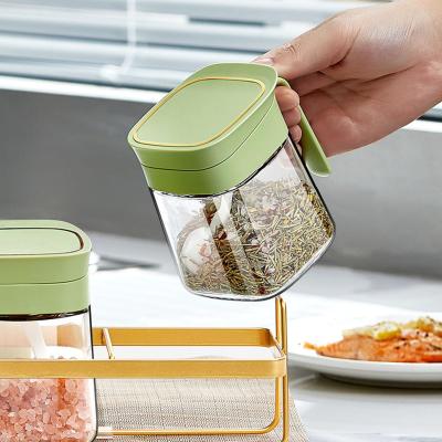 China 10.9 oz Zout Suiker Peper Specerijen Opbergcontainers Glas Kruidenpot Set Leakproof Te koop