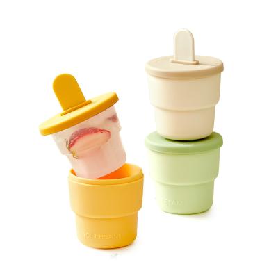 China 2 In1 Cup Shape Silicone Ice Cream Popsicle Molds Popsicle Stick Molds for sale