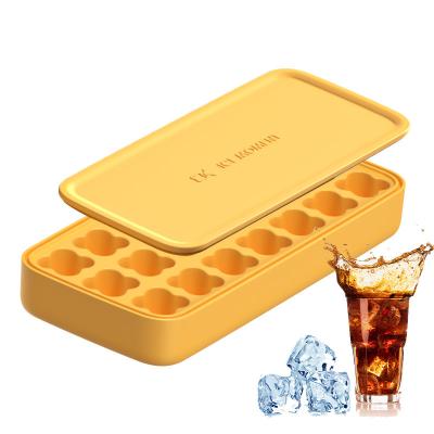 China 21 Compartimientos Cuatro Cubo de hielo de trébol de hoja Molde de silicona con tapa personalizada en venta