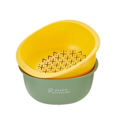 China Minimalist Style PP Vegetable Washing Bowl Kitchen Plastic Drain Basket for sale